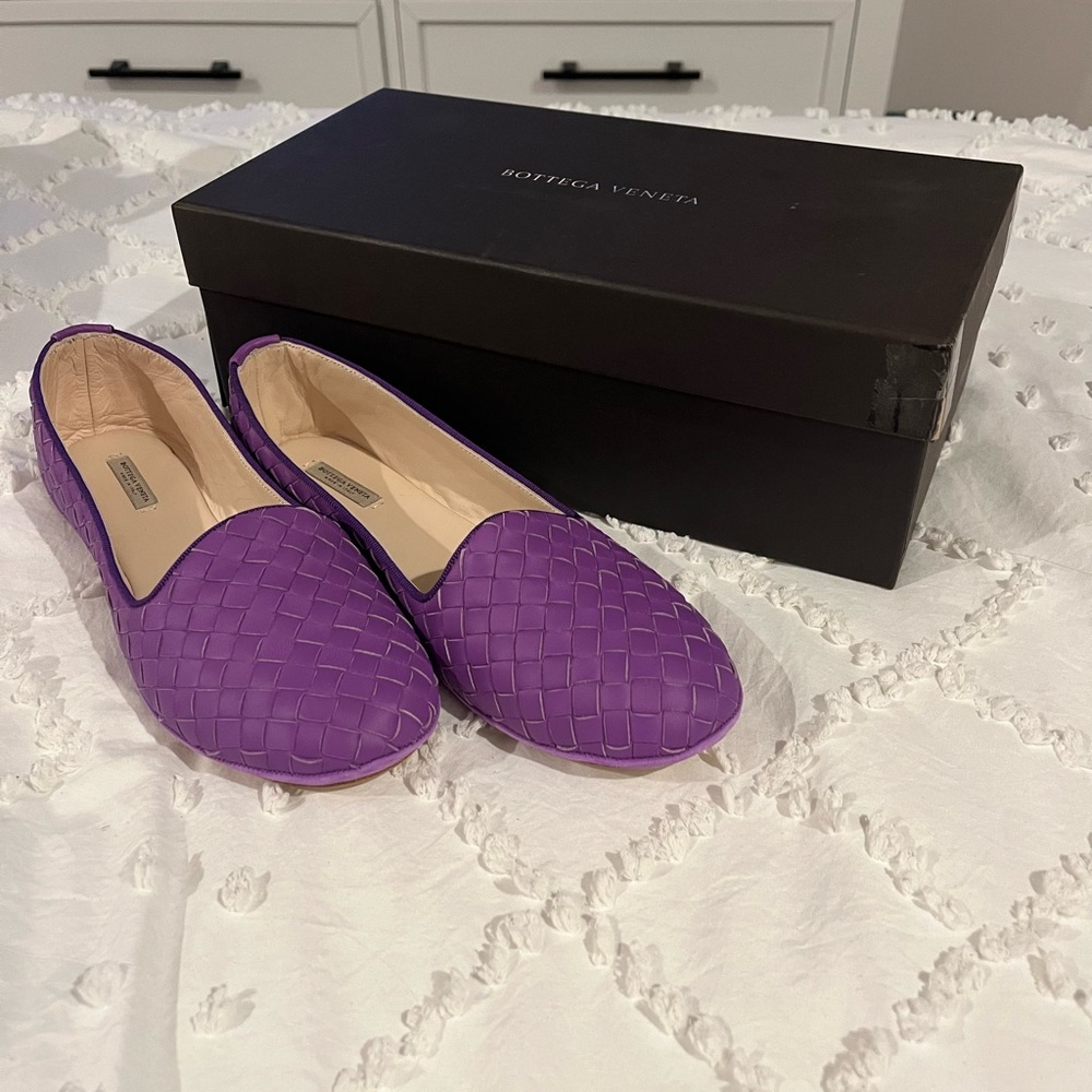 Bottega Veneta Purple Woven Flats